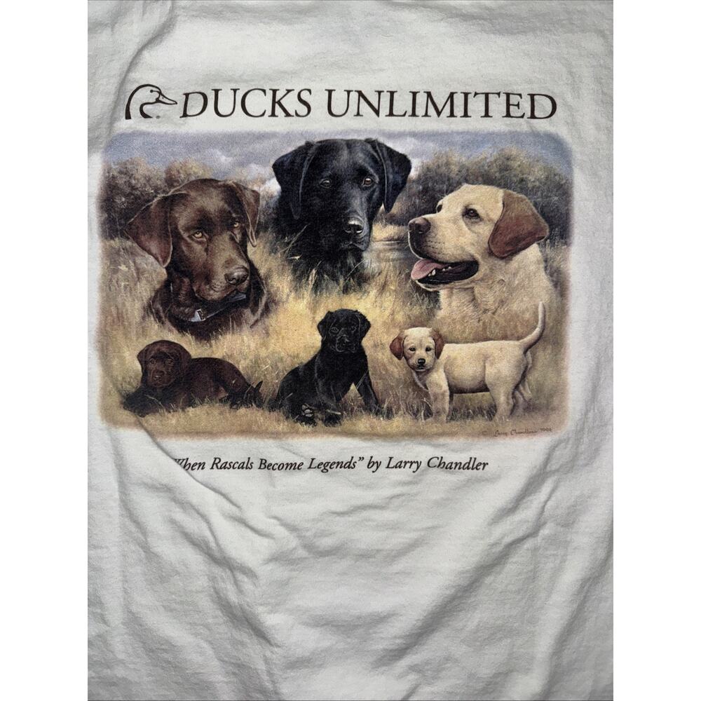 Vintage Ducks Unlimited Dog Graphic Long Sleeve Shirt White XL 22x29 - Picture 2 of 6